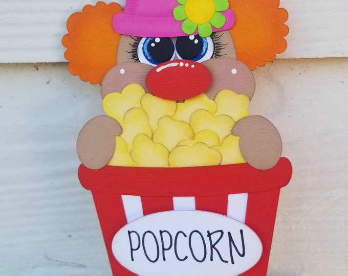 Clown Circus Popcorn Premade Paper Piecing Scrapbook Scrapbooking Die Cut