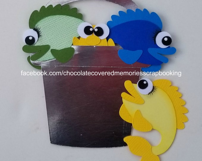 Small Fish in Bucket Paper Piecing Scrapbook Scrapbooking Die Cut Cuts