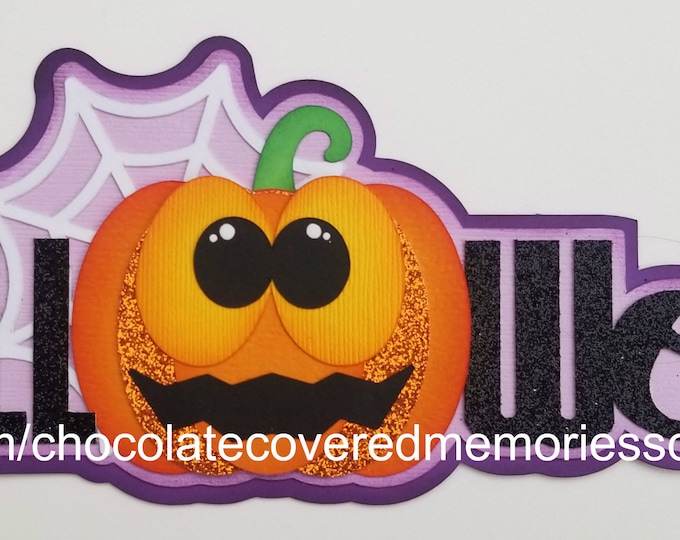 Halloween Title Purple Premade Pre-made Paper Piecing Scrapbooking Die Cut for Pages Layouts glitter