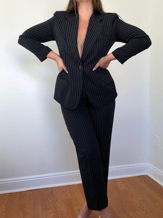 vintage giorgio sant' angelo black pinstripe pant