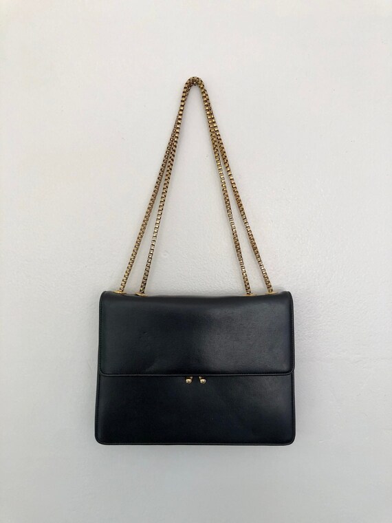 vintage black leather box chain coblentz purse