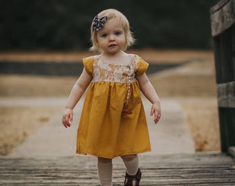 mustard yellow toddler dress