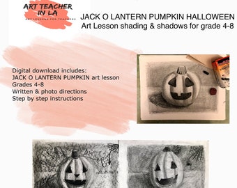 Jack O Lantern Pumpkin Halloween Art Lesson by Art Teacher in LA- Art lesson plans- elementary art- homeschool activities