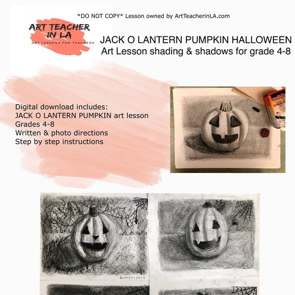 Jack O Lantern Pumpkin Halloween Art Lesson by Art Teacher in LA- Art lesson plans- elementary art- homeschool activities