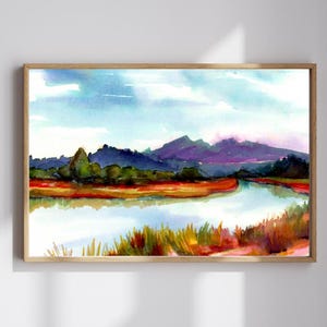 San Rafael Wetlands Art Print – Marin County Watercolor Landscape – California Plein Air Painting – Nature Wall Art – Giclée Fine Art Print