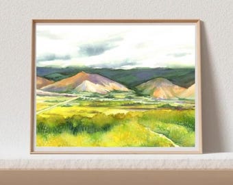 The Path- Ojai Valley  Watercolor Painting Giclee Print