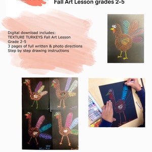 TEXTURE TURKEYS Fall Art Lesson by Art Teacher in LA- Art lesson plans- elementary art- homeschool activities