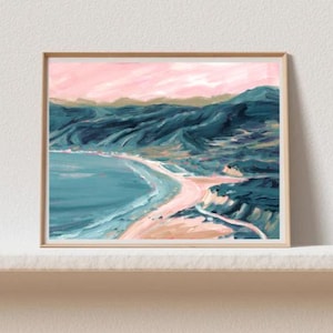 Zuma- Malibu Original Oil Painting Print. California Wall art. Beach landscape. Coastal Landscape