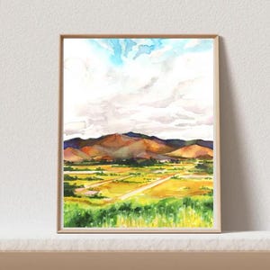 Gap in the Clouds- Ojai Valley Watercolor Painting Giclee Print