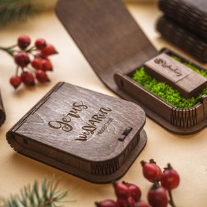 Houten USB-doos met optionele USB 3.0 – bruiloft flashdrive cadeau voor klanten of koppels