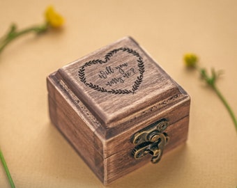 Ring Box Proposal Engagement Ring Box in Vintage Style Personalized Ring Bearer Box Custom Wood Ring Box Engraved Eco-friendly Linen Holder