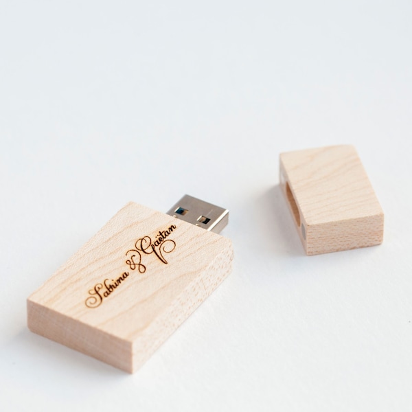 Personalisierte Holz-USB-Stick mit USB Box Drive Flash Hochzeit (Option) | Custom USB Stick Paket | USB für Fotografen