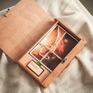 4x6 wedding photo box with USB flash drive 3.0 wooden photo box for 10x15 cm prints