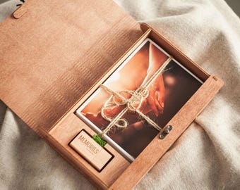 Fotobox voor trouwfoto's (4x6 inch) met USB-stick (3.0) en houten fotobox voor afdrukken van 10 x 15 cm.