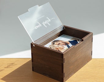 Wedding Photo Box for 4x6 Prints, Acrylic Lid, Holds 250 Photos