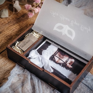 4 x 6 boudoirfotodoos, romantische geschenkdoos voor hem, houten fotodoos, jubileumcadeau voor man of vriend