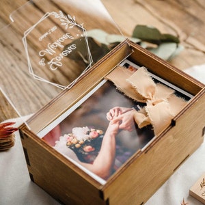 Scatola regalo personalizzata in legno per anniversario per foto 4x6", ricordo personalizzato per lettere/biglietti, regalo di nozze per coppie, genitori e persone care