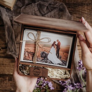 Photo Box for 5x7 Prints, 3.0 USB Storage Box, Wedding Memory Keeper, Photography Packaging Box, Engraved Box, Anniversary Gift image 2