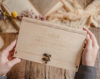 Houten fotodoos van 4x6 inch met USB-stick, verpakking voor trouwfoto's van 10 x 15 cm