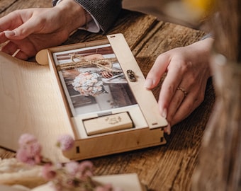 Custom Engraved Wedding Photo Box for 4x6 Prints and USB Drive - Cherish Memories Together, Memory Keeper Box
