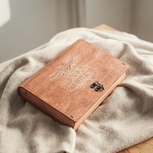 Personalized Wood Wedding Photo Box: 5x7 Keepsake with Optional USB Teak