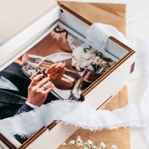 Wooden Box with Acrylic Lid for Photo 5x7 inch and USB flash drive option, Wedding Photo Presentation Box 13x18 cm photo packaging image 9