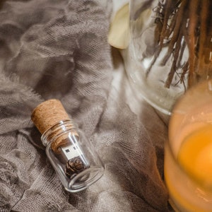 Glass Bottle USB Flash Drive and Pine Cone, Wedding USB for Photographers, Jar Thumb Pendrive, Cork USB 3.0 Stick image 10