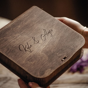 4x6 Fotobox aus Holz mit USB Stick, USB Stick für 10 x 15 cm Drucke, Hochzeitsgeschenk für Paar, Erinnerungsfotobox