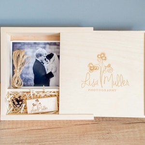 Wood Photo Box Personalized Wedding USB Box for Photo 4x6 inch | Memory Gift Box | 10x15 Photo Packaging Box | Engraving Box for Clients