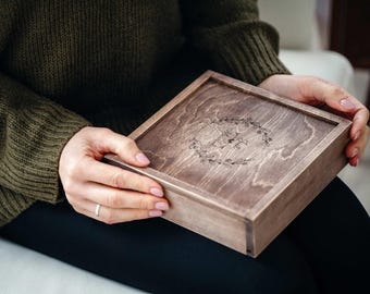 Personalized Wooden Photo Box: 4x6 Keepsake with Optional USB