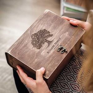 Geheugendoos voor 4 x 6 afdrukken, USB-doos bruiloft, aangepaste geschenkdoos met USB-optie, opbergdoos voor gegraveerde foto's voor foto's van 10 x 15 cm