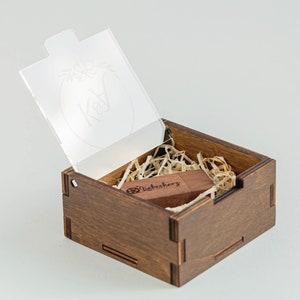 Personalized Wooden USB Box with Acrylic Lid: Engraved Wedding USB Drive
