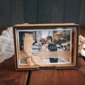 Personalised Box for Pictures Wood Box with Acrylic Lid for 4x6 Photos Wedding Photo Presentation Gift Boudoir Photo Memory Box image 6