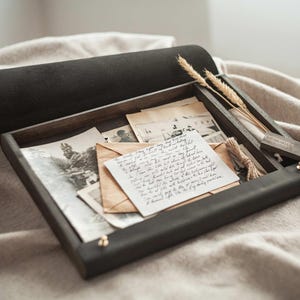 Leather Box for Letters Storage, Personalized Memory Box for 8.5x11 ...