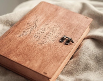 Personalized Wooden Photo Box for 4x6 Prints, USB Option