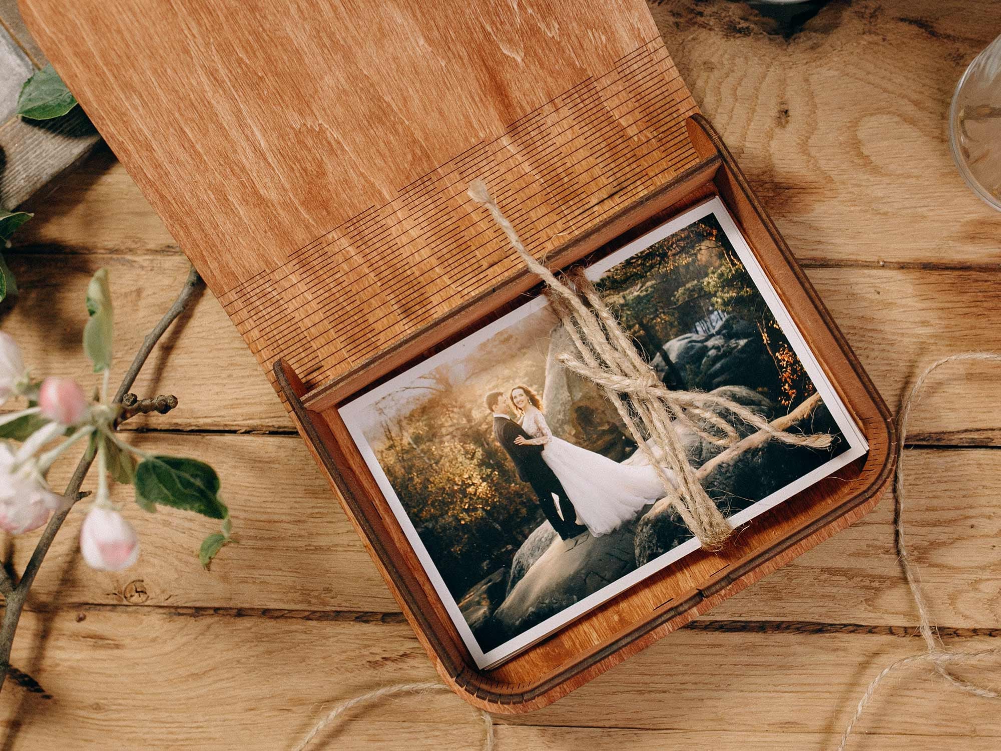 20-pack Wooden Photo Box for 4x6 Photo and USB Flash Drive option,  Personalized Acrylic Lid, Wedding Box for 15x10 Cm Prints Packaging 