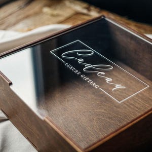 Houten geschenkdoos - elegante aandenken voor fotoalbums van 10 x 10 inch, vinyl (10 inch) en speciale gelegenheden, houten kist met gepersonaliseerd acryldeksel