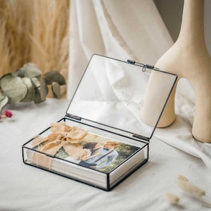 Boîte photo de mariage pour 5 x 7 impressions, boîte photo en verre pour emballage photo 13 x 18 cm, boîte photo boudoir, cadeau photo pour couple