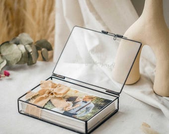 5x7 Glass Photo Box for Prints, Wedding Keepsake Box, Boudoir Photo Box, Engraved Gift for Couples