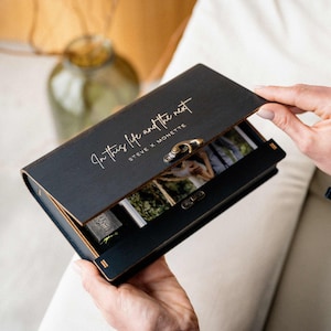 Schwarze Holz-Fotobox mit USB-Anschluss für 10x15-Fotos, Verpackung für Hochzeitsfotografen, Erinnerungsbox