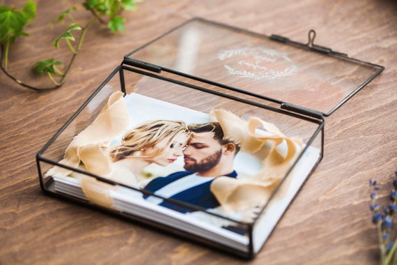 Glass Photo Box for 4x6 Boudoir Photo, Gift Box for Him, Wedding