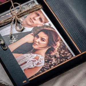 Houten fotodoos van 4 x 6 voor afdrukken, aandenken bruiloftscadeau voor koppels, herinneringsdoos jubileum