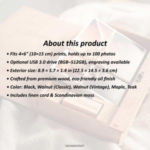 4x6 Wooden Photo Box and USB Flash Drive 3.0 Wedding Photo Box for 10x15 cm Prints, Personalized Gift for Couple, Memory Box for Photo image 10