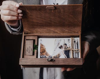 Paquete de 20 cajas de madera para fotos de 4x6 pulgadas con USB, embalaje para fotógrafos a granel.