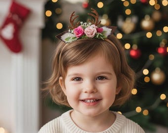 Deer headband Kids One size Child headband with deer antlers Toddler hair accessories Christmas Photo shot Party hair Piece Xmas