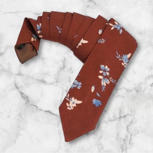 Terracotta floral bowtie and suspenders boys Groom Necktie Best Man Fall wedding Bow tie Groomsmen Pocket square Boho