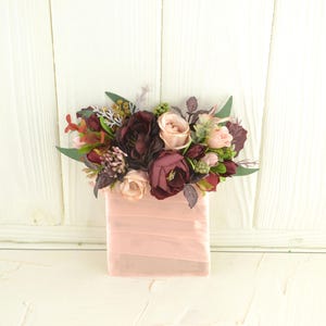 Square boutonniere burgundy blush Groom buttonhole burgandy pink Flower boutonniere Groomsmen Pocket flowers boho wedding accessories maroon