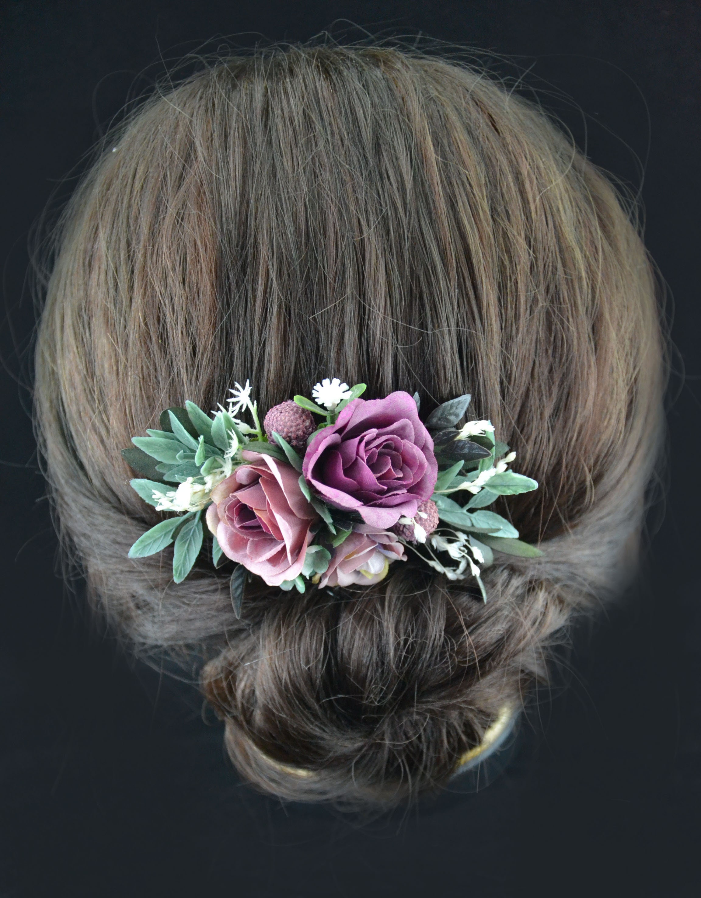 Purple Comb Flowers for Hair Plum Floral Hair Comb Bridal Etsy