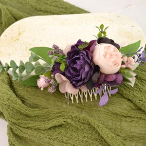 Wedding flower headpiece Purple blush floral hair comb pink plum bridal hair piece flowers floral hair accessories flower hair comb wedding