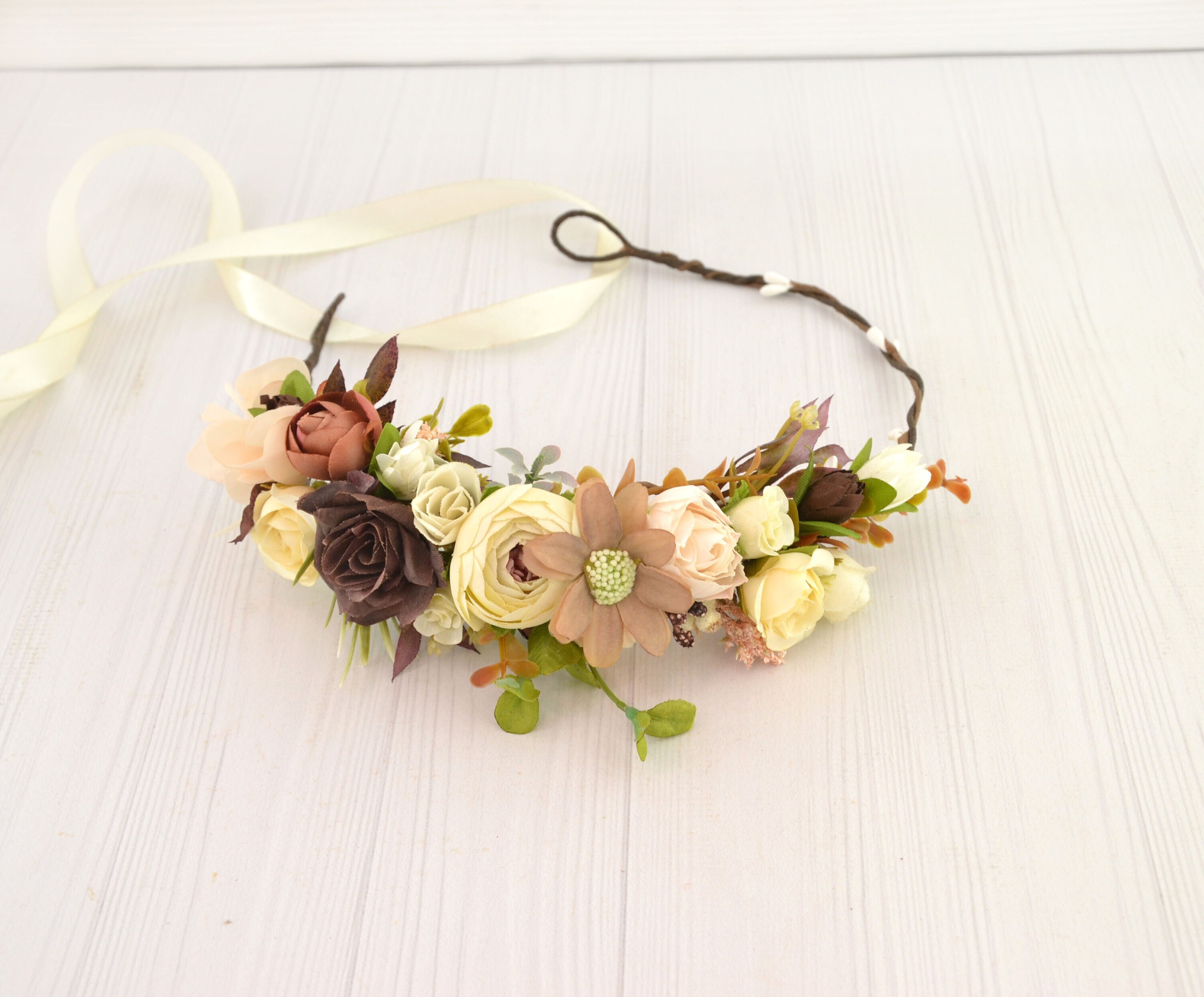 Brown Flower Headband - Etsy display picture 2